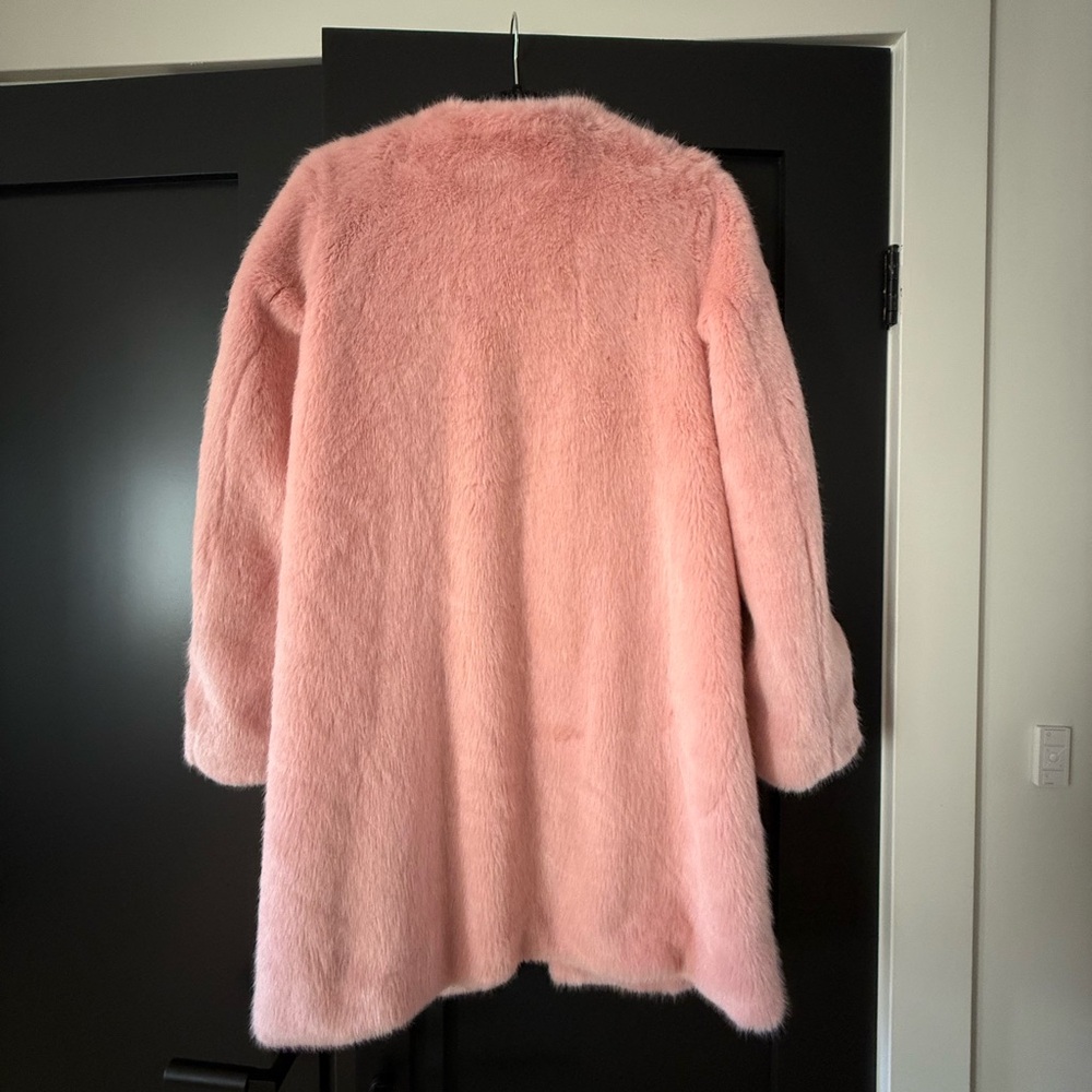 Zara Pink Fluffy Faux Fur Coat - Medium - Picture 4 of 8